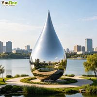 Sculpture en acier inoxydable poli miroir, forme moderne abstraite en goutte d'eau, pour jardin, bord de piscine, place publique, parc, hôtel, villa, art public