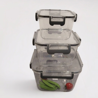 Ensemble de 3 boîtes de rangement pour réfrigérateur en PET transparent, contenants carrés pour aliments avec couvercles pour la cuisine et le congélateur
