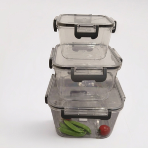 透明PET冷蔵庫オーガナイザーボックス3個セット、蓋付き正方形食品保存容器、キッチン冷凍庫用 - Product Image 2