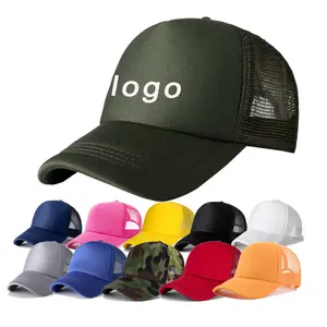 Wholesale High Quality Custom Embroidery Logo Trucker Caps Premium Sports Caps Polyester 5 Panel Mens Foam Mesh Trucker Hats