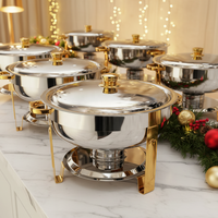 Ensemble de plats de service en acier inoxydable pour buffet, avec chauffe-plats et réchauds, 4 pièces, usage commercial pour les fêtes - Vente chaude