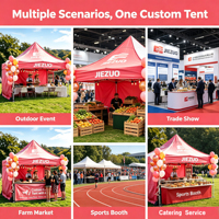 Tente de stand d'exposition rose, impression personnalisée OEM, 600D, imperméable, structure en aluminium, tente de publicité extérieure pop-up, gazebo, auvent