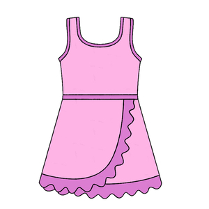 Vestido morado liso con diseño de escamas de pez para niña pequeña, estilo boutique, sin mangas, con ribete festoneado, para bebé o niña, modelo GSD4125. - Product Image 3