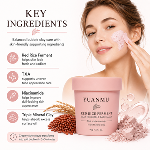 Mascarilla Facial de Burbujas de Arroz Rojo TXA para una Piel Suave y Limpia, 90g, Limpia los Poros, Niacinamida, PHA, para Piel Opaca, Antienvejecimiento, Blanqueadora - Product Image 3