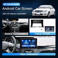 Cadre de lecteur vidéo stéréo de voiture Android de 9 pouces pour Mercedes Benz Classe C W204 Carplay Radio écran GPS 256GB Radio Fascia Frame