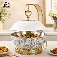 Chafing Dish Buffet-Set Kommerzielles Luxus-Rund-Gold-Edelstahl-Speisenwärmer-Set mit Hängedeckel für Hotel, Hochzeit, Catering