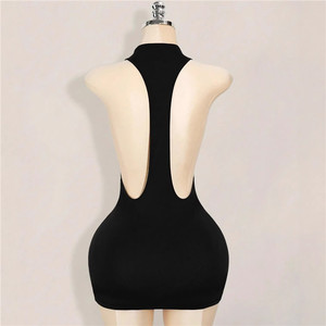 Mini Abito Sexy con Schiena Scoperta e Collo all'Americana per Donna, Vestito Estivo Tinta Unita per Feste, Taglia XS - Product Image 3