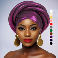 Foulard-casquette en éponge tridimensionnelle laser Dashiki, Gele africain exagéré pour femmes