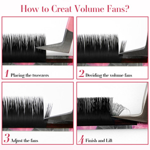 Extensiones de Pestañas Abonnie Easy Fan Volume, Color Negro Mate, Curvatura D, Hechas a Mano para Profesionales - Product Image 4