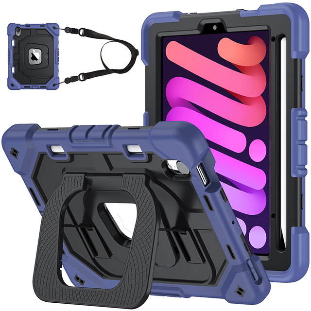 Silicone Anti-drop Kids Tablet case for iPad Mini 6 7th Generation 8.3 Inch Cover with Shoulder Belt and Large Stand Pen Slot