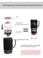 Réchaud de camping au propane portable avec allumage piézoélectrique, système de cuisson compact de 1,4 L pour la randonnée en plein air et le camping