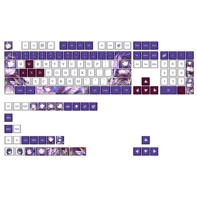 Anime Cherry Profile PBT Dye Sublimation Mechanical Keyboard Keycap Genshin Impact Raiden Shogun Keycaps