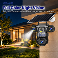Caméra solaire CCTV ESOE V380 Pro 4G Sim Wifi, 3 objectifs, 6MP, audio bidirectionnel, vision nocturne couleur, H.265, pour extérieur