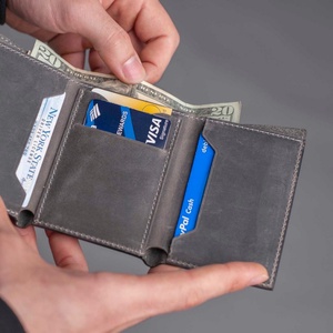 Custom Engraved <b>Wallet</b> Genuine Leather RFID Blocking Mens <b>Trifold</b> Leather <b>Wallet</b> - Product Image 3