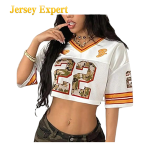 Nuovo Design Crop Top Oversize da Donna, MOQ Basso, Logo Personalizzato, Manica 3/4, Spalla Scesa, Maglie da Calcio, T-Shirt Boxy da Donna - Product Image 5