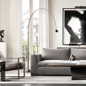 Divano a Due Posti RH <span class=keywords><strong>MODENA</strong></span> con Braccioli Affusolati e Tre Cuscini, Rivestimento in Tessuto Bianco, Arredamento Moderno di Lusso per Soggiorno - Product Image 2
