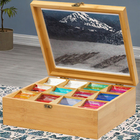 Boîte de rangement multifonctionnelle en bambou rectangulaire sculptée sur mesure, écologique, durable, pour sachets de thé, pour la maison et la cuisine