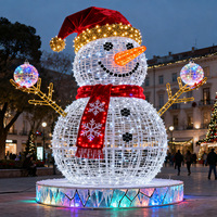 Ornement de Noël illuminé WH Brand 2026 en forme de bonhomme de neige, décorations de Noël extérieures en fer forgé imperméables, accessoires de fête, fabriqué en Chine