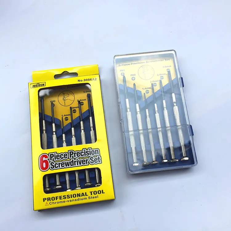 Commercio all'ingrosso In Acciaio Inox 6Pcs Micro Set di Cacciaviti di Precisione Dei Monili Della Vigilanza Occhiali Da Sole Riparazioni Kit