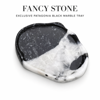 Plateau Organisateur en Marbre Noir Patagonia FANCY STONE, Pierre Naturelle Polie, 15,5 cm, Plateau Décoratif pour Coiffeuse, Décoration Intérieure, Cadeaux
