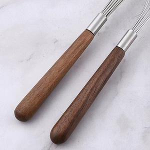 Batteur à œufs Jieyang en acier inoxydable 316 avec manche en bois de noyer, fouet manuel, outil de mélange, sans danger pour les aliments, lavage à la main uniquement, 2 pièces - Product Image 1