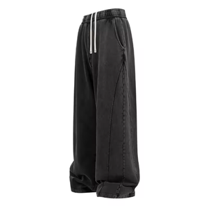 100 Cotton <strong>Mens</strong> Straight Leg Sweatpants Combed Cotton <strong>Loose</strong> <strong>Fit</strong> Casual Sports <strong>Joggers</strong> - Product Image 2