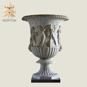 Pot de fleurs en marbre sculpté à la main Vase en pierre Statues de décoration de jardin de style occidental de taille personnalisée pour la collection de cadeaux pour l'extérieur - Product Image 3