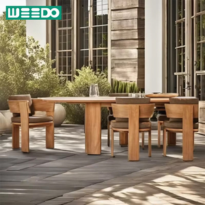Nhà Máy Bán Hàng Trực Tiếp Hỗn Hợp Chất Liệu Hiện Đại Rắn Gỗ Tếch Ngoài Trời Ăn Uống Đặt Bền UV Nước Chống Lại Đồ Nội Thất Biệt Thự Vườn Khu Nghỉ Mát - Product Image 1