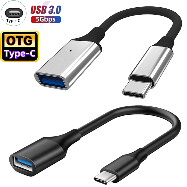 Aluminium Alloy LED Type-C OTG Cable USB Type C Male to USB 3.0 Female OTG Converter Adapter for Macbook Samsung Android Iphone