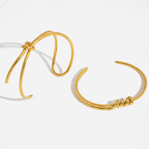 Minimalist Gold Tone Bowknot <b>Bracelet</b> <b>Set</b> Unisex Jewelry Yiwu Origin Line Design - Product Image 1