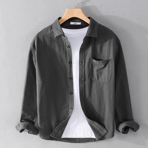 La più recente camicia Casual <span class=keywords><strong>uomo</strong></span> a maniche lunghe in puro cotone 2023 giapponese semplice e alla <span class=keywords><strong>moda</strong></span> della gioventù alla <span class=keywords><strong>moda</strong></span> camicia di cotone da <span class=keywords><strong>uomo</strong></span> - Product Image 4