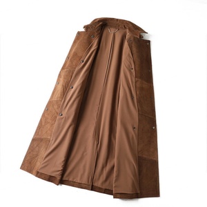 Manteau Trench d'Hiver Haut de Gamme en Daim de Vache Vintage pour Femme, Tissé, Long, Double Boutonnage, Personnalisé et de Luxe - Product Image 4