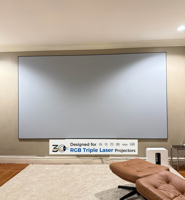 HEYU 72-220 Inch 3C Anti-Speckle Fixed Frame Projector Screen Gray 4K 8K Ultra HD Cinema Screen for Triple Laser Projector