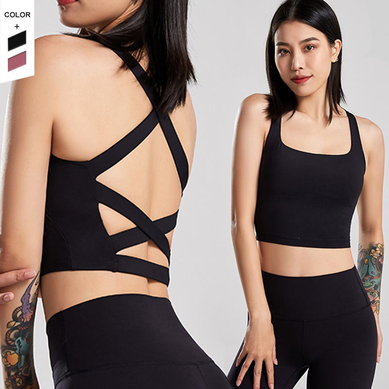 Women's 2025 Summer Sports Yoga Bra Lightweight Quick Dry Breathable Reversible Underwear High Strength Shock-Proof Cross Back
