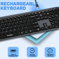 JOMAA Şarj Edilebilir USB Kablosuz Ergonomik Klavye ve Mouse Seti RGB Arkadan Aydınlatmalı Klavye ve Mouse Seti Dizüstü Bilgisayarlar için