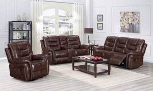 Muebles Modernos para el Hogar, Juego de Sofás Reclinables de Tela y Cuero de Estilo Tradicional para Sala de Estar - Product Image 4