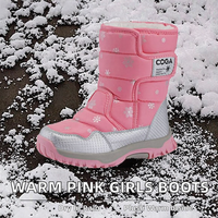Nouveaux modèles de bottes d'hiver roses, bottes de neige thermiques pour bébé fille, en peluche, imperméables, à enfiler, mi-hautes, bottes de ski, chaussures pour enfants, 27-39, prix bas