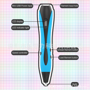 Bolígrafo de impresión 3D, azul, blanco, rojo, 21 pulgadas, protección inteligente, herramienta educativa de dibujo DIY para niños y adultos - Product Image 1