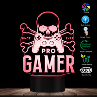 TW-560 Pro Gamer veilleuse lampe de table USB 3D LED avec conception d'os pour enfants décor d'arcade pour Diwali depuis toujours manette de jeu