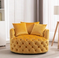 Fauteuil de détente rotatif en tissu américain avec bouton de traction, canapé rond paresseux pour grand salon, réglable pour le mobilier de maison