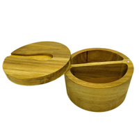Boîte à épices moderne en bois d'acacia avec couvercle - Contenant de rangement pour assaisonnements pour l'organisation de la cuisine, sel, poivre et herbes