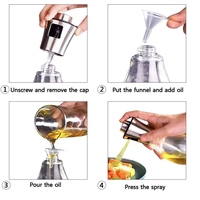 Vente en gros de vaporisateur d'huile et de vinaigre manuel en acier inoxydable écologique pour la cuisine, outil de cuisine, ustensile
