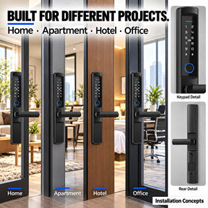 กุญแจล็อคอัจฉริยะขายส่ง Tuya Alexa TTLock WiFi Cloud สแกนลายนิ้วมือ RFID สำหรับประตูไม้ อลูมิเนียม เหล็ก (อลูมิเนียมอัลลอย) - Product Image 2