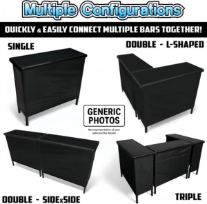 Table de bar portable PartyLife, nouvelle version améliorée, avec lumières LED, télécommande sans fil, pieds pliants, 2 jupes, étagère de rangement robuste, transport - Product Image 2