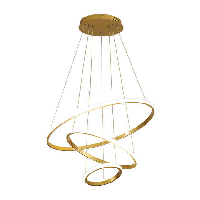 Modern Pendant Lamp Led Rings Circle Ceiling Hanging Chandelier Black Loft Living Dining Room Kitchen Indoor Lighting Fixture