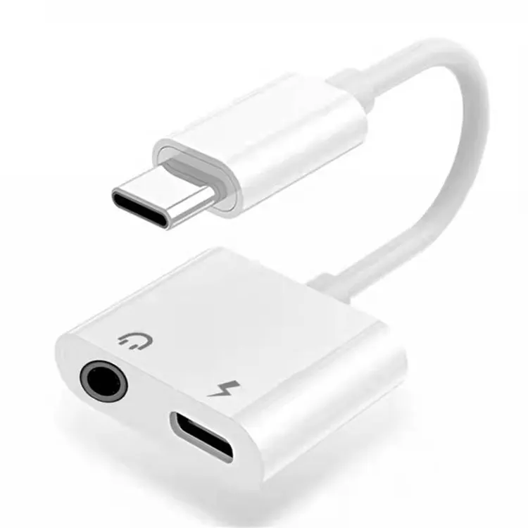 2 in 1 USB Type C to 3.5mm 오디오 적응 헤드폰 및 충전기 노트북 어댑터 Aux 잭 어댑터 유형 c 핸드폰