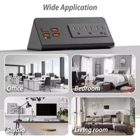 Multiprise de bureau triangulaire US avec 3 prises CA et 4 ports USB Type C 20W PD, rallonge d'alimentation en noir et blanc