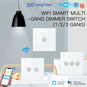 Interrupteur intelligent WiFi LangYeao 1/2/3 voies, gradation progressive 1%-100%, compatible Alexa Google Home, contrôle indépendant - Product Image 1