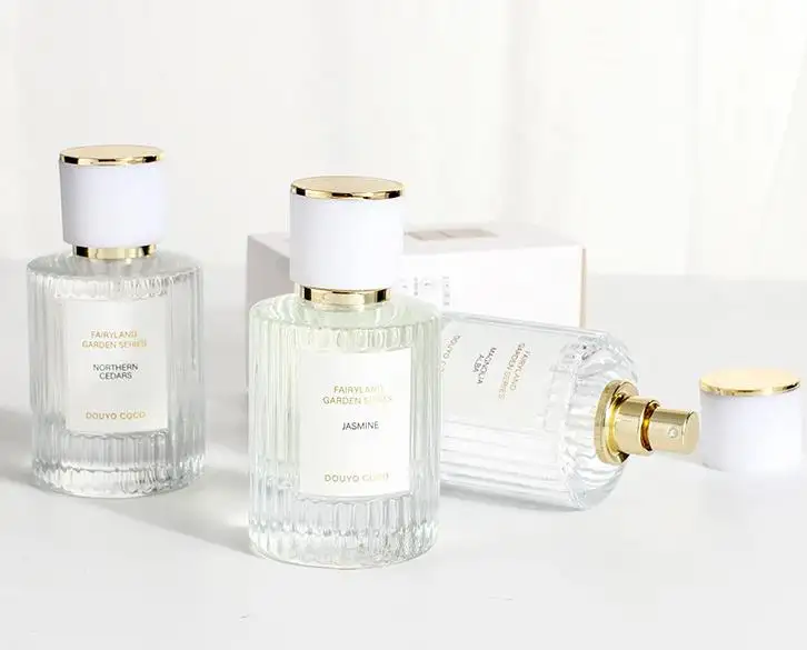 Botella transparente de lujo para perfume, espray de vidrio transparente, 30ml, 50ml, 100ml