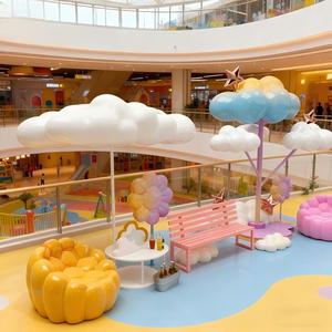 Conjunto de Bancos de Patio Modernos con Diseño de <span class=keywords><strong>Nubes</strong></span>, de Fibra de Vidrio, Resistentes al Agua y Ecológicos, para Decoración de Centros Comerciales, Restaurantes y Gimnasios - Product Image 2